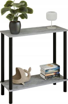 Konzola za loft s policom 80x30x80 cm metalna crna za hodnik