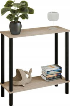 Konzola za loft s policom 80x30x80 cm metalna crna za hodnik