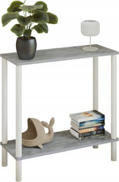 Konzola za loft s policom 80x30x80 cm metalna bijela za hodnik