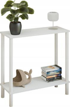 Konzola za loft s policom 80x30x80 cm metalna bijela za hodnik