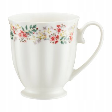 DAJAR Porculanska šalica 300 ml bijela s cvjetnim uzorkom na podnožju, elegantna, 1 kom.