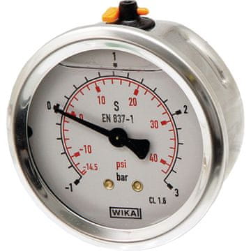 Glicerinski manometar fi 63 -1 → + 3bar 1/4" stražnji mesing