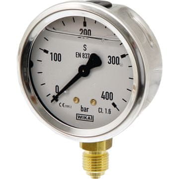 Glicerinski manometar fi 63 0 → + 400bar 1/4" mesingano dno