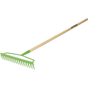 Vrtne grablje za lišće s drvenom drškom, 18 zubaca, 1630x430 mm, 14436