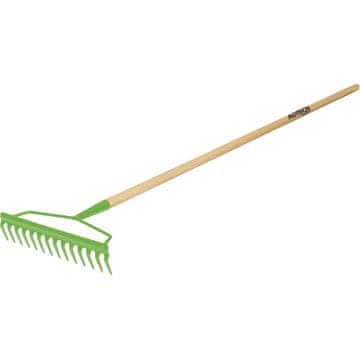 Vrtne grablje za lišće s drvenom drškom, 16 zuba, 1630x380 mm, 23408