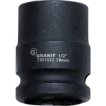 1/2" udarni nasadni ključ, šesterokutni, kratki, 19 mm
