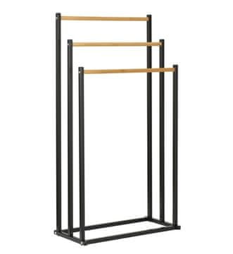 Ostatní Držač za ručnike KO-C80653880 Towel rack metal black with bamboo