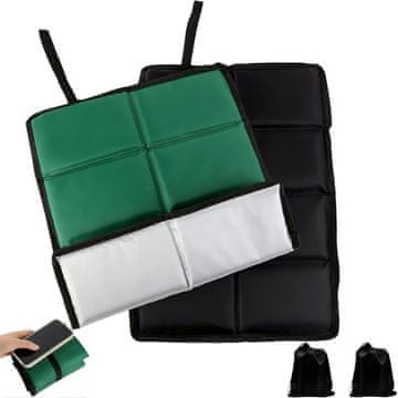 Nikcorp Sklopivi turistički jastuci set 2 komada, vodootporni, termička izolacija, Oxford tkanina, punjenje biser pamuk, srebrni premaz, 44x34cm, crno-zeleni, za kampiranje, piknik, sport