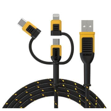 slomart DEW DXMA131-1356-DWG USB kabel USB-A na USB-C + microUSB + Lightning, 1.8m, crni