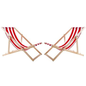 slomart WOODOK Komplet 2 ležaljke "Red Stripes", bukva