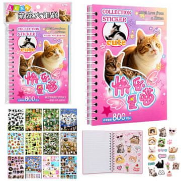 slomart LEAN TOYS Bilježnica s Naljepnicama Mačaka - Album 800 Naljepnica (Mat/Sjajne)
