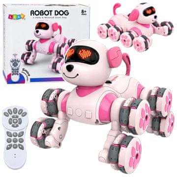 Robot Robot Pas LEAN TOYS - Drift 360, Akrobacije, LED, 8 Kotača (Rozi)