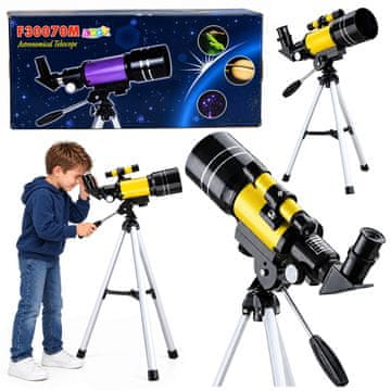 slomart LEAN TOYS Teleskop za djecu (150x povećanje, stativ, žuti)