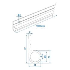 Northix Aluminijska šina za šator 90° 100 x 2,7 cm