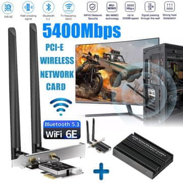 LifeSmart WiFi 6E 5400 Mbps PCIe s Bluetoothom 5.3, trostruki pojas (6 GHz / 5 GHz / 2,4 GHz), podržava Windows 11/10 (64-bitni)