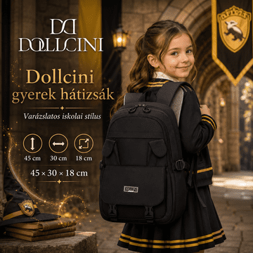 Dollcini Školski ruksak od poliestera crna vodootporan