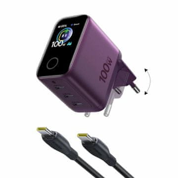 BASEUS punjač 100W USB 3xTipC Display PicoGo Pro Dark Cherry AH22