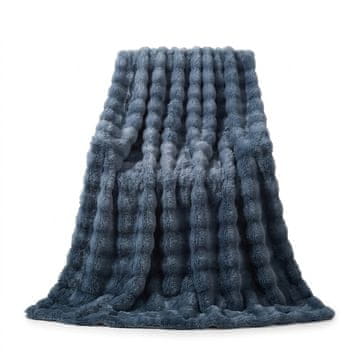 Nikcorp Plišana deka 220x240 cm plava, mekana baršunasta prekrivač s 3D teksturom, 100% mikrovlakna, topla i prozračna za krevet ili kauč, izdržljiva i jednostavna za održavanje, cjelogodišnja udobnost