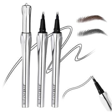 Nikcorp Flomaster za obrve s dvostrukim vrhom, vodootporni marker za microblading efekt, precizno iscrtavanje dlačica, dugotrajna formula otporna na razmazivanje, smeđa nijansa, za prirodan izgled obrva