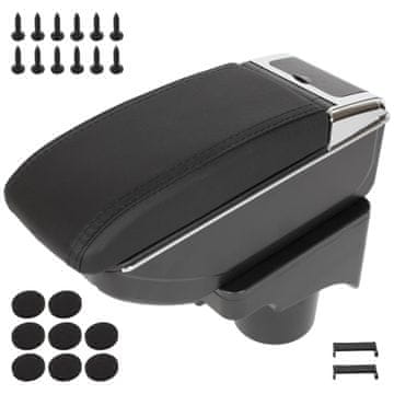 VW Golf V 03-09 naslon za ruke s pretincem za odlaganje CRNA EKO KOŽA + set za ugradnju
