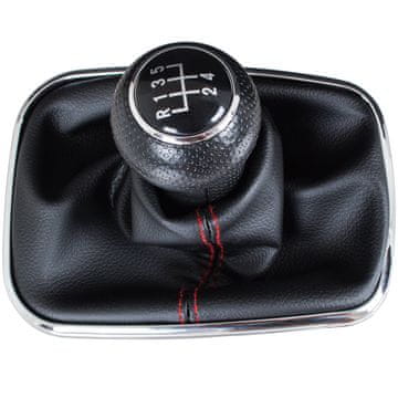 VW Golf IV 97-03 Ručica mjenjača + manžeta s crvenim navojem i kromiranim okvirom 5 brzina 23mm rupa