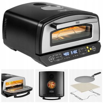 Teesa Kamena peć za pizzu od 2200 W s LCD zaslonom do 450 °C, 6 programa, SUPREME ELITE