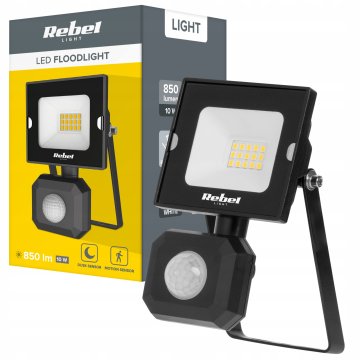 Rebel TOOLS 10W vanjski LED reflektor crni 4000K IP44 sa senzorom pokreta
