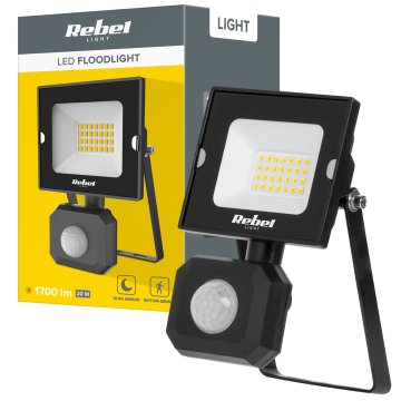 Rebel TOOLS 20W vanjski LED reflektor crni 6500K IP44 sa senzorom pokreta