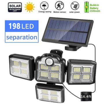 LifeSmart Vanjska solarna rasvjeta sa 198 LED dioda, senzorom pokreta, 3 načina rada i temperaturom svjetla 6000 K
