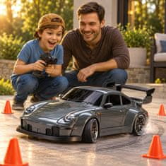 JOJOY® RC drift auto na daljinsko upravljanje, trkaći automobil 20 km/h s baterijom i LED svjetlima | DRIFTOR