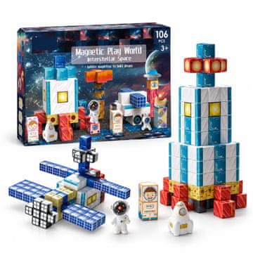 JOJOY® Magnetski set za gradnju 106 kom, STEM edukativne 3D kocke za djecu 3+ (svemir/dinosaur) | MAGSET