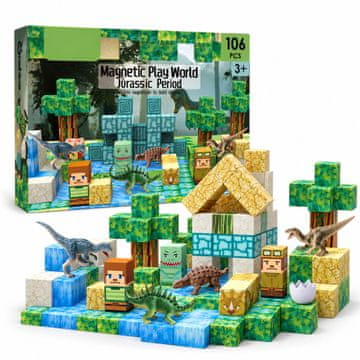 JOJOY® Magnetski set za gradnju 106 kom, STEM edukativne 3D kocke za djecu 3+ (svemir/dinosaur) | MAGSET