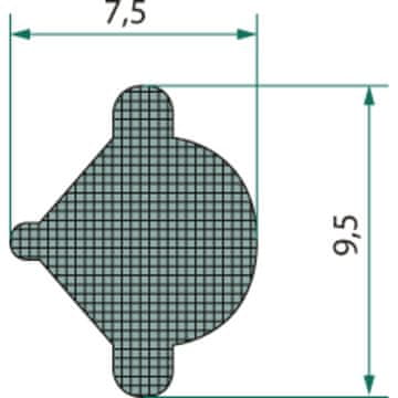 Granit Gumena profilna brtva za staklo 7,5 x 9,5 mm 25 m