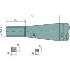 Blue Line Zub nožnog dijela utovarivača, zakrivljeni kvadrat, 600 mm M22