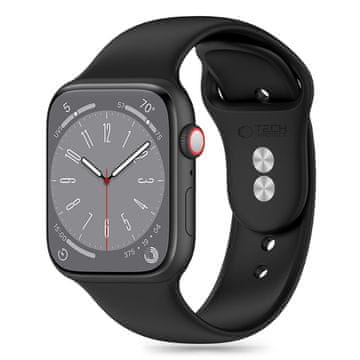 Tech-protect Silikonski remen za Apple Watch 4 / 5 / 6 / 7 / 8 / 9 / SE / Ultra 1 / 2 42 44 45 49 mm - crni