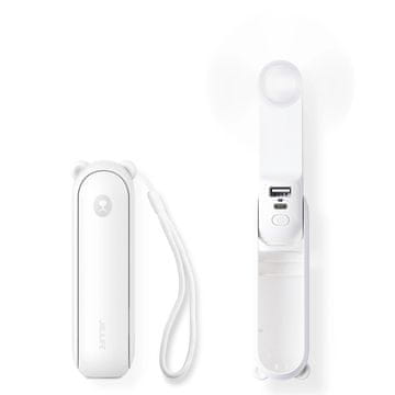 JISULIFE Mini prijenosni ventilator s funkcijom powerbanka i svjetiljke, sklopivi, 4500mAh USB-C - bijeli