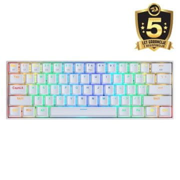 Redragon DRACONIC K530RGB PRO bijela mehanička tipkovnica s Bluetoothom i žičanom vezom, smeđe prekidače