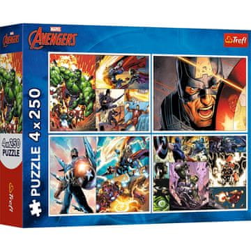 Trefl 13309 "4x250 - Herojski dani / Disney Marvel Osvetnici