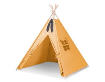 Bobono Dječji šator tipi + privjesci od perja - senf