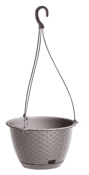Prosperplast RATOLLA Viseća saksija za cvijeće s tanjurićem od TECHNO RATTANA Mocca 22,7 cm