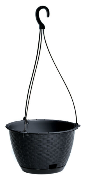 Prosperplast RATOLLA Viseća saksija za cvijeće s tanjurićem od TECHNO RATTANA antracit boje 25 cm