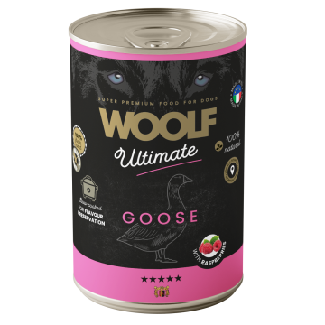 Woolf Ultimate hrana za pse u konzervi s okusom guske / guske i maline 400 g