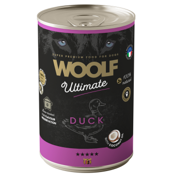 Woolf Ultimate Dog Can mokra hrana monoproteinska patka i kokosovo ulje 400 g