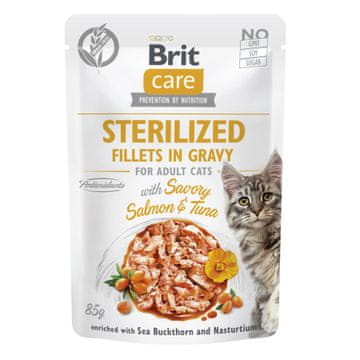 Brit Care mačji fileti u umaku Sterilizirani losos i tuna u umaku 85 g vrećica