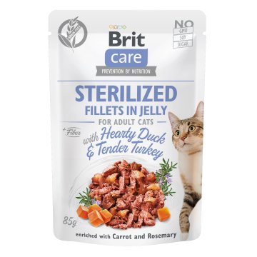 Brit Care mačji fileti u želeu, sterilizirana patka i puretina u želeu, vrećica 85 g