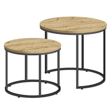 BE Okrugli stolić za kavu, 2 komada - artisan / crne noge