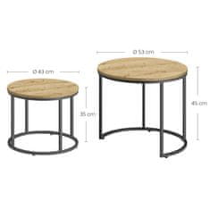 BE Okrugli stolić za kavu, 2 komada - artisan / crne noge