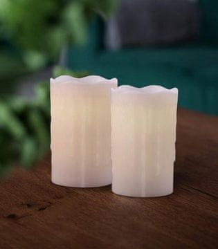 DecoKing LED svijeće set od 2 komada 12,5 cm efekt voska kapanje vosak napajanje