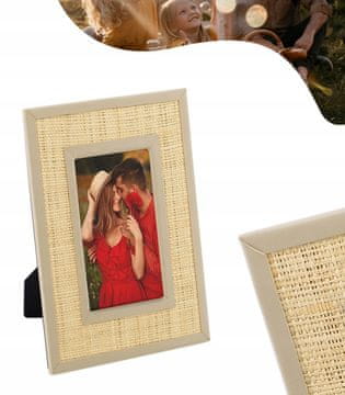 AmeliaHome Okvir za fotografije 19 x 24, pleteni boho ukras, podesiv