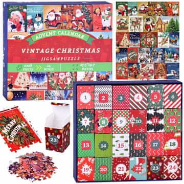 Adventski kalendar slagalica - 24 božićne slagalice u VINTAGE stilu ZA5885